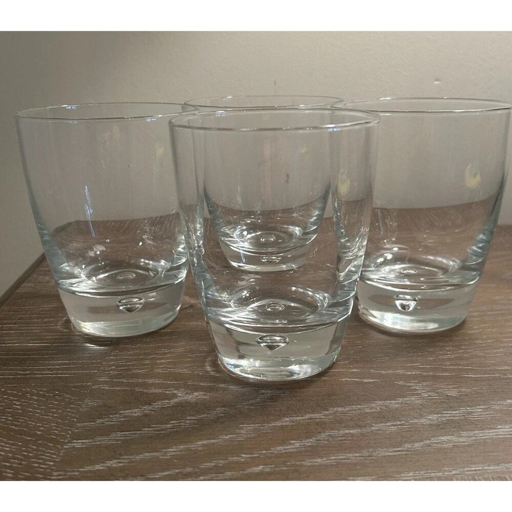 Vtg set of 4 Controlled Air‎ Bubble Clear Whiskey Glasses Kroslo Poland Tumblers